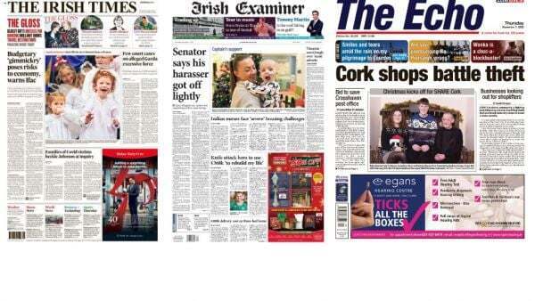What the papers say: Thursday's front pages - Homepage - Vimarsana News