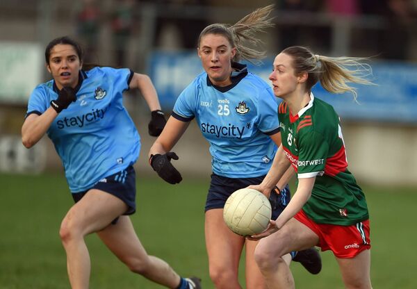 Lisa Cafferky cuts through the Dublin defence on her way to scoring an impressive 2-7 for the Green and Red. Lisa Cafferky cuts through the Dublin defence on her way to scoring an impressive 2-7 for the Green and Red.