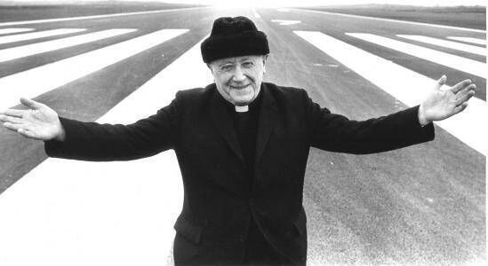 Monsignor James Horan on the runway at the then named Connacht Regional Airport. Monsignor James Horan on the runway at the then named Connacht Regional Airport.