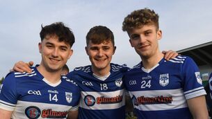 <p>Kiltimagh’s Jordan Henry, Jack Mahon and Mikey Flatley celebrate at the final whistle of the AIB Connacht Club JFC final at Páirc Seán Mac Diarmada, Carrick-on-Shannon, this afternoon. Picture: David Farrell Photography </p> <p>Kiltimagh’s Jordan Henry, Jack Mahon and Mikey Flatley celebrate at the final whistle of the AIB Connacht Club JFC final at Páirc Seán Mac Diarmada, Carrick-on-Shannon, this afternoon. Picture: David Farrell Photography </p>