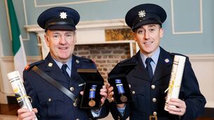 <p>Inspector Brendan O’Grady and Garda Aiden McTigue who were each awarded a Bronze medal and a Certificate of Bravery for their actions at the National Bravery Awards 2025. Picture: Maxwells</p> <p>Inspector Brendan O’Grady and Garda Aiden McTigue who were each awarded a Bronze medal and a Certificate of Bravery for their actions at the National Bravery Awards 2025. Picture: Maxwells</p>