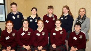 <p>Students from Ballyhaunis Community School at the Mayo Comhairle na nÓg Youth Conference 2025, with their teacher Catriona Murphy. Picture: Trish Forde</p> <p>Students from Ballyhaunis Community School at the Mayo Comhairle na nÓg Youth Conference 2025, with their teacher Catriona Murphy. Picture: Trish Forde</p>