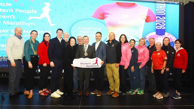 Attending the launch of the Mayo.ie Western People Women's Mini-Marathon in St Mary's Secondary School, Ballina last Friday were, from left: Aidan McNulty, Commercial Manager, Western People; Mary Moyles, President, Ballina Chamber of Commerce; Lisa Coyne, Mayo County Council; Senator Mark Duffy; Declan Turnbull, Head of Ballina Municipal District; MC Laurita Blewitt; Seamus Rice, Cllr Sean Carey, Cathaoirleach, Mayo County Council; Lyndon Jones, Chairperson, Mayo Sports Partnership; Charlie Lambert, Head of Mayo Sports Partnership; Nora Stapleton, Women in Sport Lead with Sport Ireland; Anne Grealish, Athletics Ireland; Deirdre Donnelly, Mayo Sports Partnership, Cllr Michael Loftus, Ann Egan Ballina Athletic Club; Fran Downey and Anne Ronayne, Mayo County Council. Picture: John O'Grady <p>Attending the launch of the Mayo.ie Western People Women's Mini-Marathon in St Mary's Secondary School, Ballina last Friday were, from left: Aidan McNulty, Commercial Manager, Western People; Mary Moyles, President, Ballina Chamber of Commerce; Lisa Coyne, Mayo County Council; Senator Mark Duffy; Declan Turnbull, Head of Ballina Municipal District; MC Laurita Blewitt; Seamus Rice, Cllr Sean Carey, Cathaoirleach, Mayo County Council; Lyndon Jones, Chairperson, Mayo Sports Partnership; Charlie Lambert, Head of Mayo Sports Partnership; Nora Stapleton, Women in Sport Lead with Sport Ireland; Anne Grealish, Athletics Ireland; Deirdre Donnelly, Mayo Sports Partnership, Cllr Michael Loftus, Ann Egan Ballina Athletic Club; Fran Downey and Anne Ronayne, Mayo County Council. Picture: John O'Grady</p>