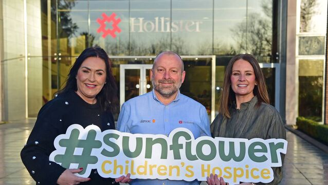 Martina Jennings, CEO Mayo Roscommon Hospice Foundation, Shane Caher, Senior Director, Plant Operations, and General Manager at Hollister Incorporated, Audrey Duffy, Corporate Partnerships Officer at Mayo Roscommon Hospice Foundation. Photo Conor McKeown <p>Martina Jennings, CEO Mayo Roscommon Hospice Foundation, Shane Caher, Senior Director, Plant Operations, and General Manager at Hollister Incorporated, Audrey Duffy, Corporate Partnerships Officer at Mayo Roscommon Hospice Foundation. Photo Conor McKeown</p>