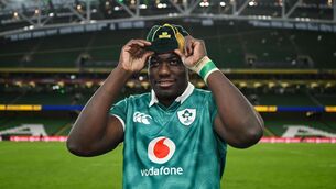 <p>Edwin Edogbo of Ireland with his first cap after the Guinness Six Nations Rugby Championship match between Ireland and Italy at the Aviva Stadium in Dublin. Picture: Brendan Moran/Sportsfile</p> <p>Edwin Edogbo of Ireland with his first cap after the Guinness Six Nations Rugby Championship match between Ireland and Italy at the Aviva Stadium in Dublin. Picture: Brendan Moran/Sportsfile</p>