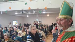 <p>John Morley as Saint Patrick surveys the scene at Saint Patrick's Day celebrations at the Community Hall in Ballyhaunis.</p> <p>John Morley as Saint Patrick surveys the scene at Saint Patrick's Day celebrations at the Community Hall in Ballyhaunis.</p>