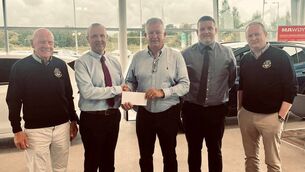 <p> John Carroll (centre), the chairperson of Ballina Lions Club Golf Classic, is presented with a sponsorship cheque by Alan Burns, General Manager of Connolly’s Ballina. Also present are, on the left, Ivan Beattie (Ballina Lions Club), Keith Derrig (VW Sales Manager, Connolly’s) and, on the right, Brian Hopkins (Ballina Lions Club). The charity golf classic on May 2 will raise money for The Sunflower Children’s Hospice and Ballina Autism Friendly Town.</p> <p> John Carroll (centre), the chairperson of Ballina Lions Club Golf Classic, is presented with a sponsorship cheque by Alan Burns, General Manager of Connolly’s Ballina. Also present are, on the left, Ivan Beattie (Ballina Lions Club), Keith Derrig (VW Sales Manager, Connolly’s) and, on the right, Brian Hopkins (Ballina Lions Club). The charity golf classic on May 2 will raise money for The Sunflower Children’s Hospice and Ballina Autism Friendly Town.</p>