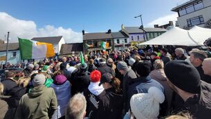<p>Protesters gathering at Market Square, Castlebar, earlier this morning.</p> <p>Protesters gathering at Market Square, Castlebar, earlier this morning.</p>