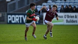 <p>Mayo’s Alexander Smyth bypasses Galway’s Oliver O’Sullivan on his way to scoring a point during the Electric Ireland Connacht MFC tie between Mayo and Galway at Hastings Insurance MacHale Park this evening. Picture: David Farrell</p> <p>Mayo’s Alexander Smyth bypasses Galway’s Oliver O’Sullivan on his way to scoring a point during the Electric Ireland Connacht MFC tie between Mayo and Galway at Hastings Insurance MacHale Park this evening. Picture: David Farrell</p>