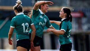 <p>Ireland U21s try scorer Emily Foley (right) from Ballina is congratulated after the match by Siofra Hession. Picture: INPHO/Andrew Conan</p> <p>Ireland U21s try scorer Emily Foley (right) from Ballina is congratulated after the match by Siofra Hession. Picture: INPHO/Andrew Conan</p>