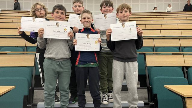 James Quinn, Owen Lewis, Daire Kilroy, Oisin Murphy, Oisín Martin and Cian O'Flynn all represented the Quay National School at the Bebras Computational Thinking Challenge national finals in Maynooth University <p>James Quinn, Owen Lewis, Daire Kilroy, Oisin Murphy, Oisín Martin and Cian O'Flynn all represented the Quay National School at the Bebras Computational Thinking Challenge national finals in Maynooth University</p>
