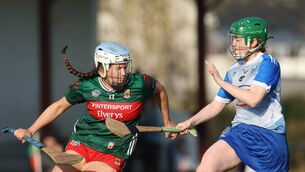 <p>Mayo's Lisa Scahill is challenged by Rioghnach Duffy of Monaghan during the Centra Camogie League Division 3B Final back in March, of which Mayo were victorious. Picture: INPHO/Tom Maher</p> <p>Mayo's Lisa Scahill is challenged by Rioghnach Duffy of Monaghan during the Centra Camogie League Division 3B Final back in March, of which Mayo were victorious. Picture: INPHO/Tom Maher</p>