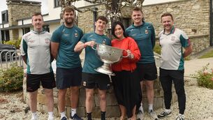 <p> Sam Maguire visits The Mayo Roscommom Hospice From left Cillian O'Connor, Aidan O'Shea, Jack Coyne, CEO of Mayo Roscommon Hospice Martina Jennings, Matthew Ruane and Mayo team manager Andy Moran. Photo Conor McKeown</p> <p> Sam Maguire visits The Mayo Roscommom Hospice From left Cillian O'Connor, Aidan O'Shea, Jack Coyne, CEO of Mayo Roscommon Hospice Martina Jennings, Matthew Ruane and Mayo team manager Andy Moran. Photo Conor McKeown</p>