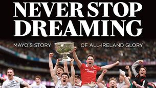 <p>
<span class="contextmenu quote">Never Stop Dreaming</span> is written by Mayo sportswriters Anthony Hennigan and Edwin McGreal and chronicles the twists and turns of an incredible All-Ireland winning journey by the Mayo senior footballers.</p> <p>
<span class="contextmenu quote">Never Stop Dreaming</span> is written by Mayo sportswriters Anthony Hennigan and Edwin McGreal and chronicles the twists and turns of an incredible All-Ireland winning journey by the Mayo senior footballers.</p>