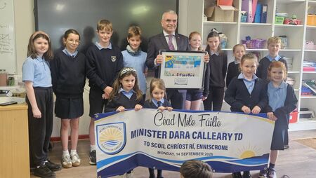 Enniscrone students have warm welcome for Minister Enniscrone students have warm welcome for Minister