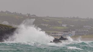 <p>Met Éireann has warned of difficult travelling conditions and large coastal waves. </p> <p>Met Éireann has warned of difficult travelling conditions and large coastal waves. </p>